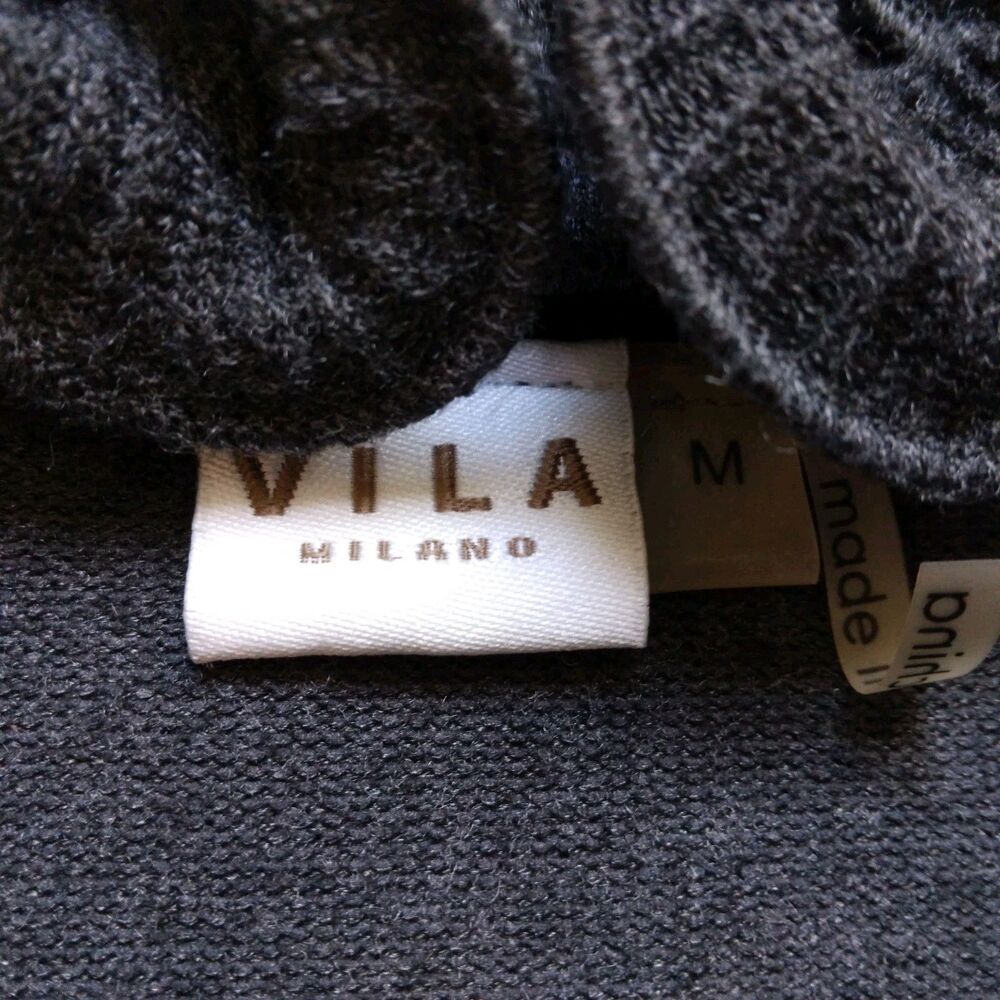 Vila Milano Ruffle Neckline Sweater Gray V Neck 3/4 Sleeve Career Womens Medium - Picture 5 of 9
